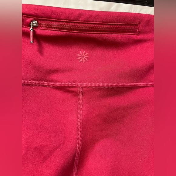 Athleta Run Free 7/8 Leggings waist zip pocket red womens size small - Picture 6 of 14